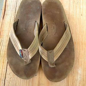 Rainbow leather thongs/flip flops. Size 9.5 gently used/very good condition.